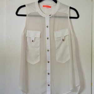 lulumart Chiffon Top with Skull Button